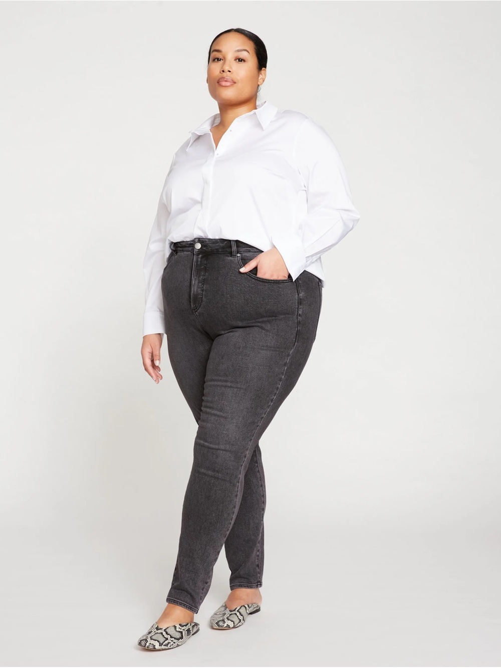 Universal Standard Joni High-Rise Curve Plus Slim Leg Jeans - Charcoal Gray 7x